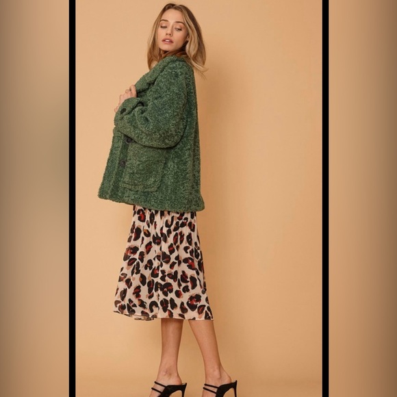 Green shearling jacket - Picture 2 of 3